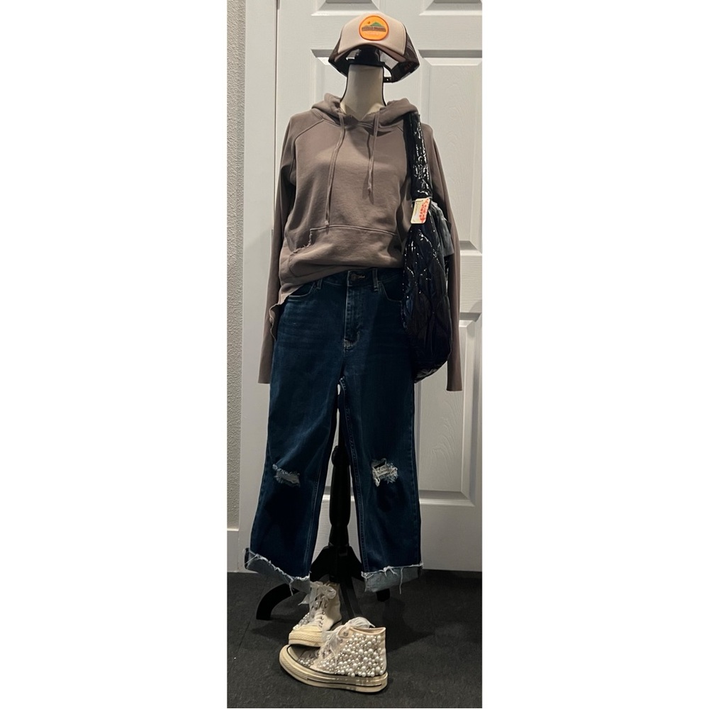 #1709 Frank & Eileen Tee Lab Gray Distressed Drawstring Hoodie Sweatshirt Medium - Picture 3 of 9